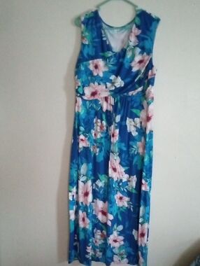 Spense Light Blue and Pink Floral Blouse